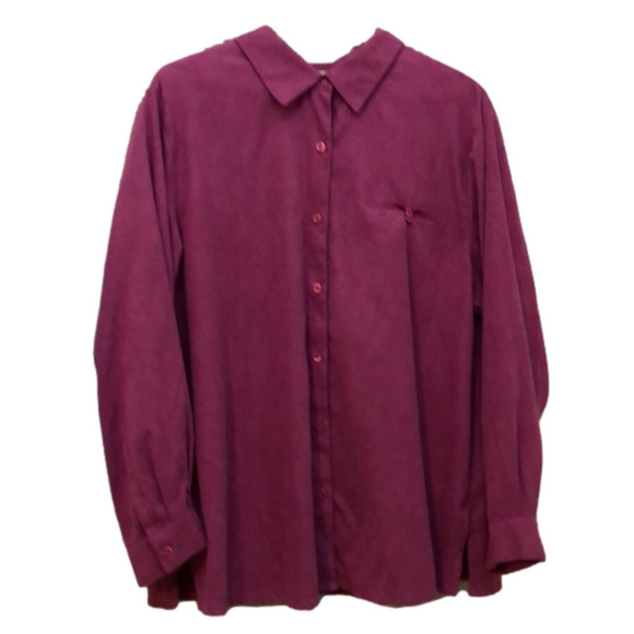 White Stag Women’s Button-down Top Jacket Faux Suede Size 18W/20W Fuchsia - Picture 1 of 8